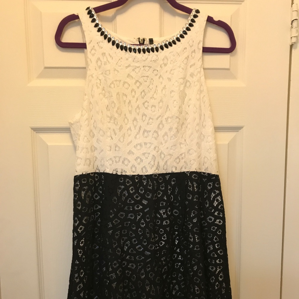 Black and white eyelet dress