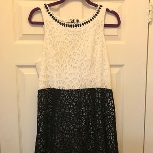 Black and white eyelet dress