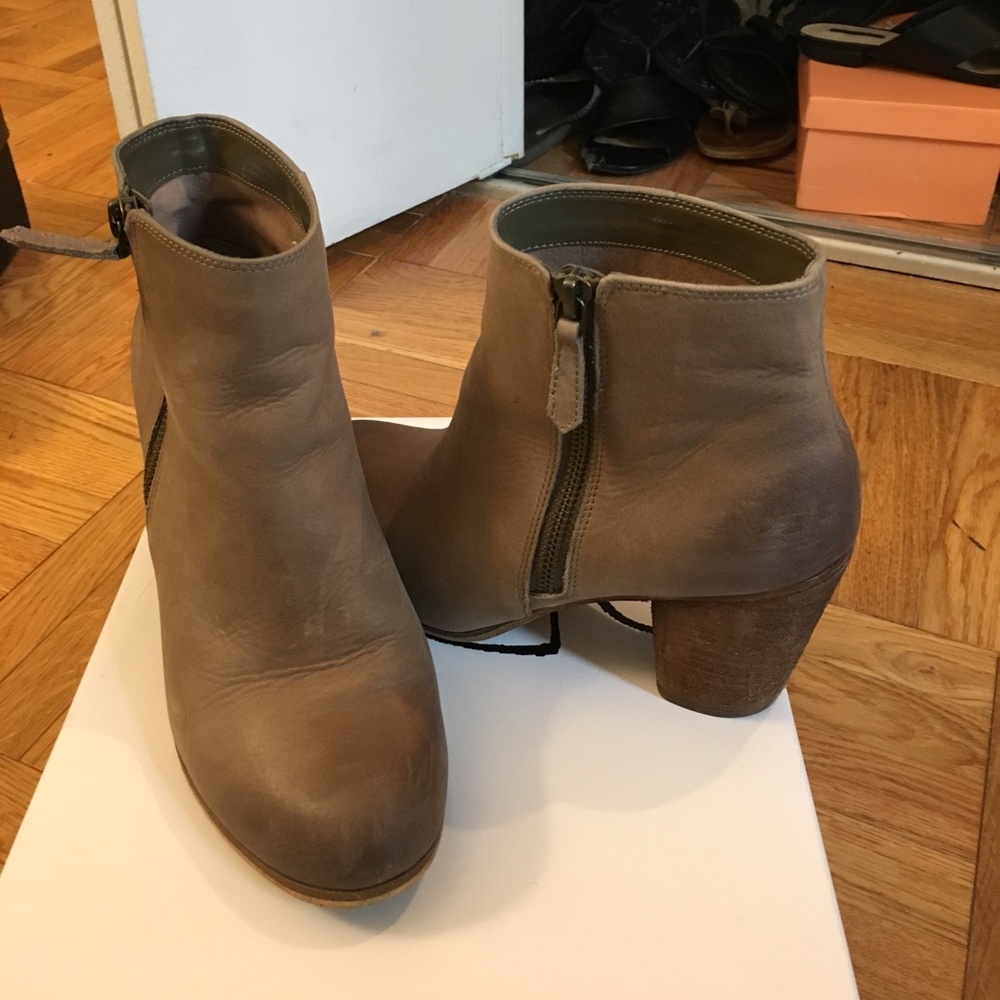 Tan distressed leather booties