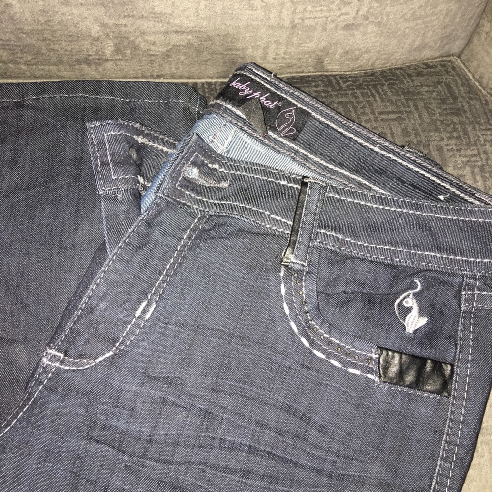 Leather trimmed jeans