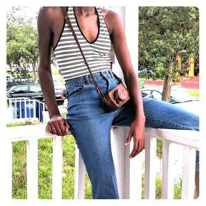 Cute black and white halter crop top!