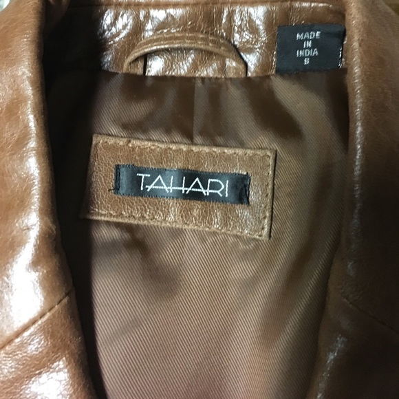 Tahari brown leather jacket/ blazer - Picture 2 of 4
