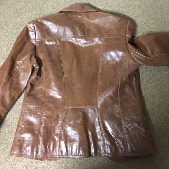 Tahari brown leather jacket/ blazer - Picture 3 of 4