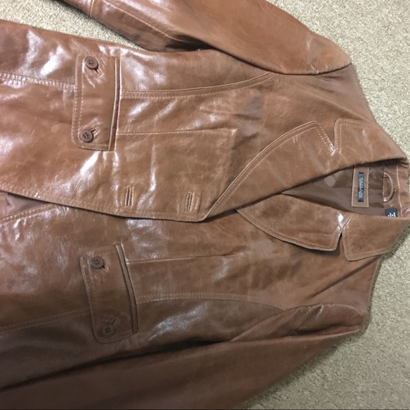 Tahari brown leather jacket/ blazer - Picture 4 of 4