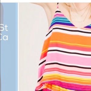 Peach love striped romper