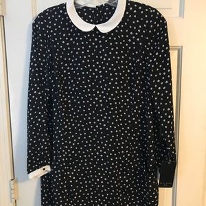 Zara NWT Dress with Pockets Peter Pan Collar Black