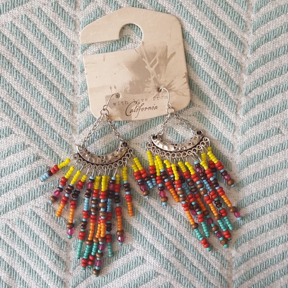 MULTI-COLOR  BEADED  EARRINGS • NWT