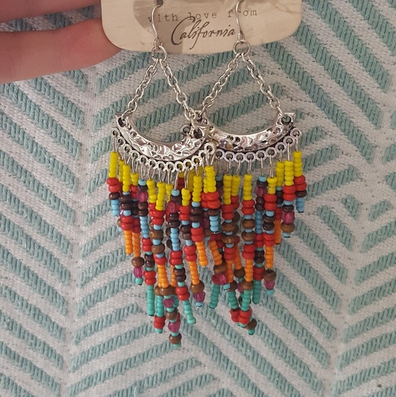 MULTI-COLOR  BEADED  EARRINGS • NWT - Picture 5 of 6