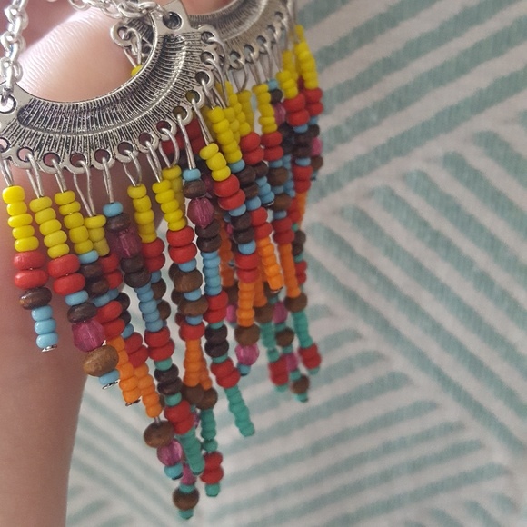 MULTI-COLOR  BEADED  EARRINGS • NWT - Picture 6 of 6