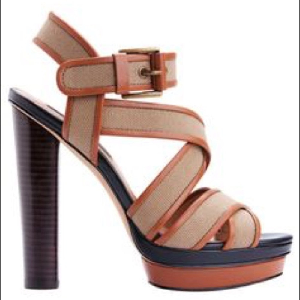 Ann Taylor Rosemary Sandal Tan Canvas & Leather