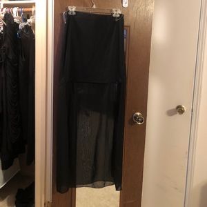 Mini skirt with long shear material in back