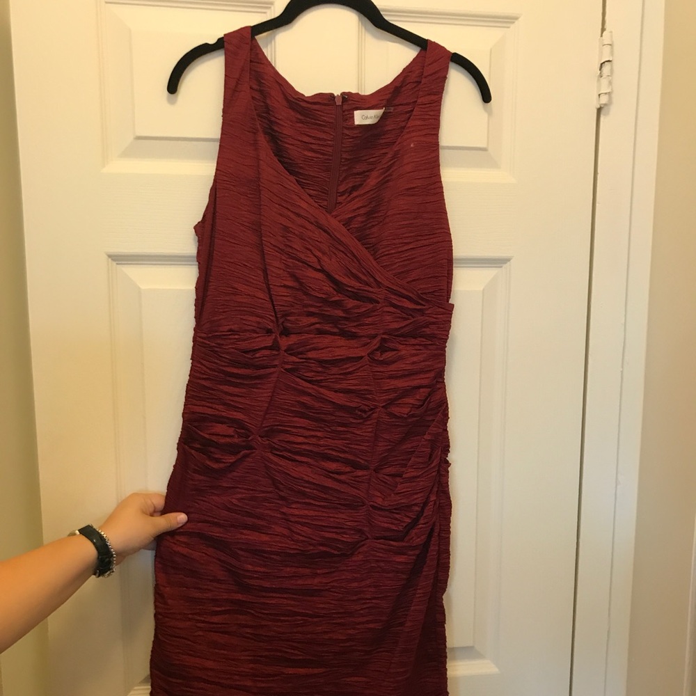 Red Calvin Klein fitted dress