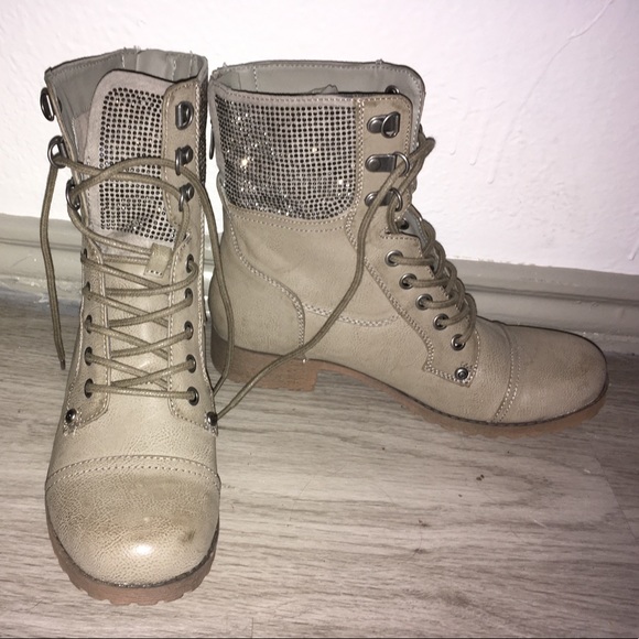 guess combat boots with rhinestones