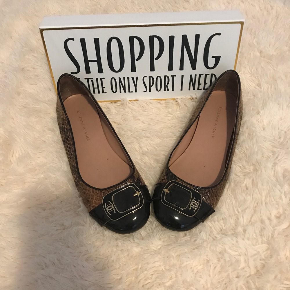 Etienne Aigner Reptile Print Flats