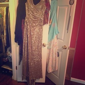 MORE PICS! Gold sequin Bridesmaids gown '50's