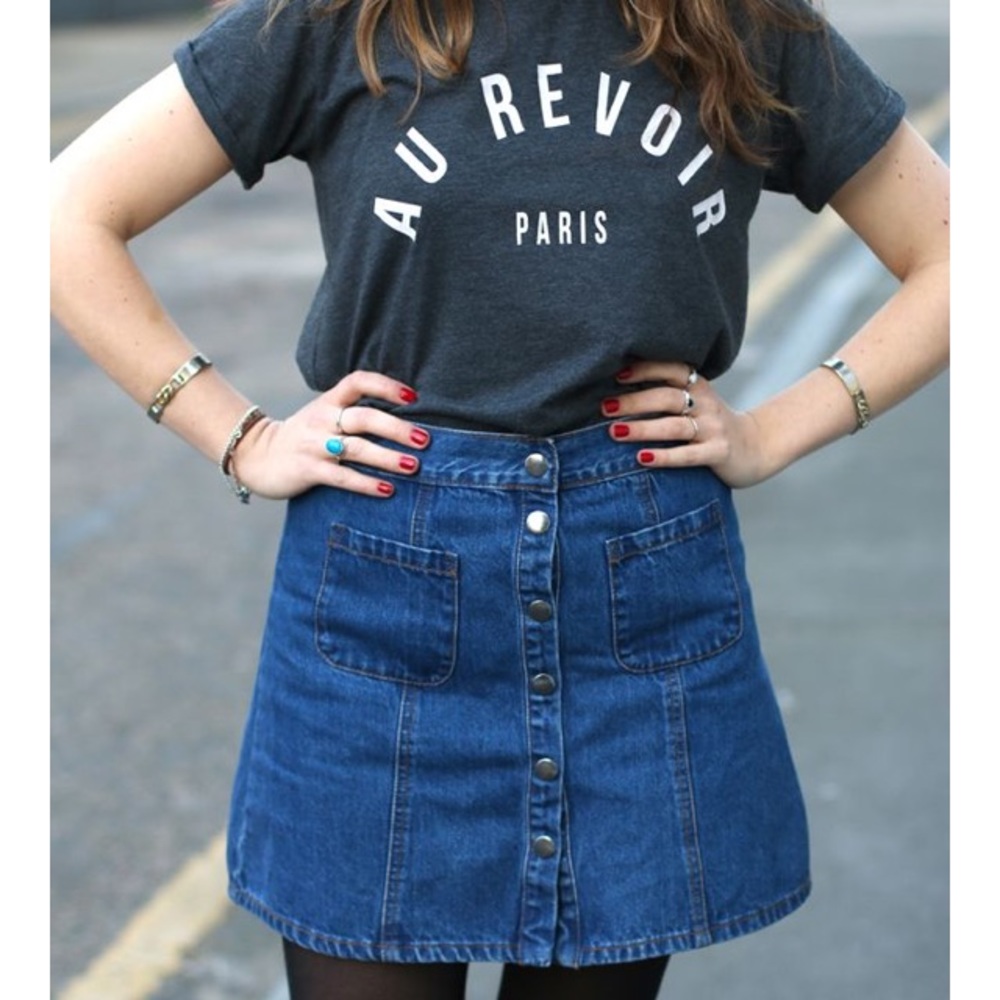 Denim button down skirt
