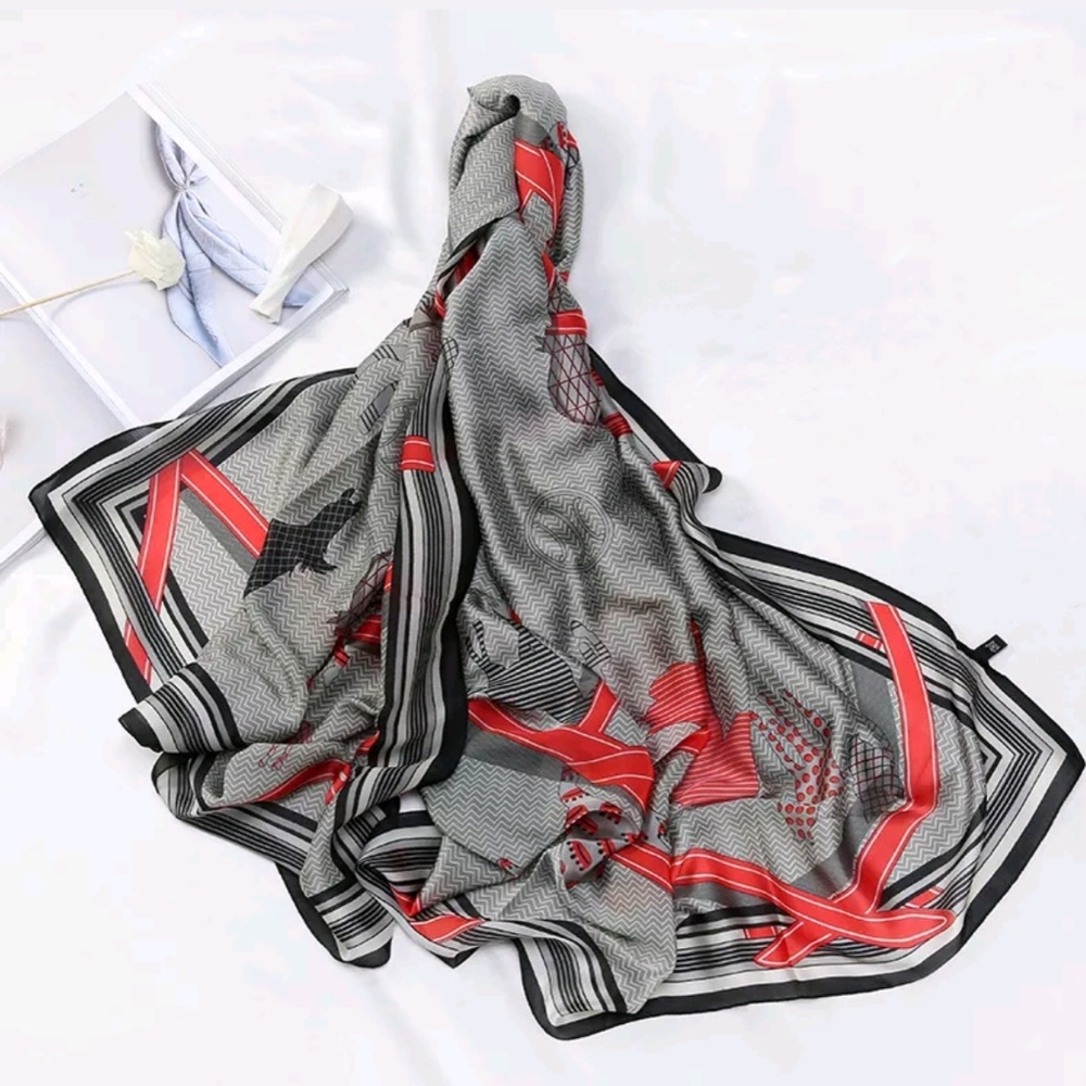 silk printed long scarf