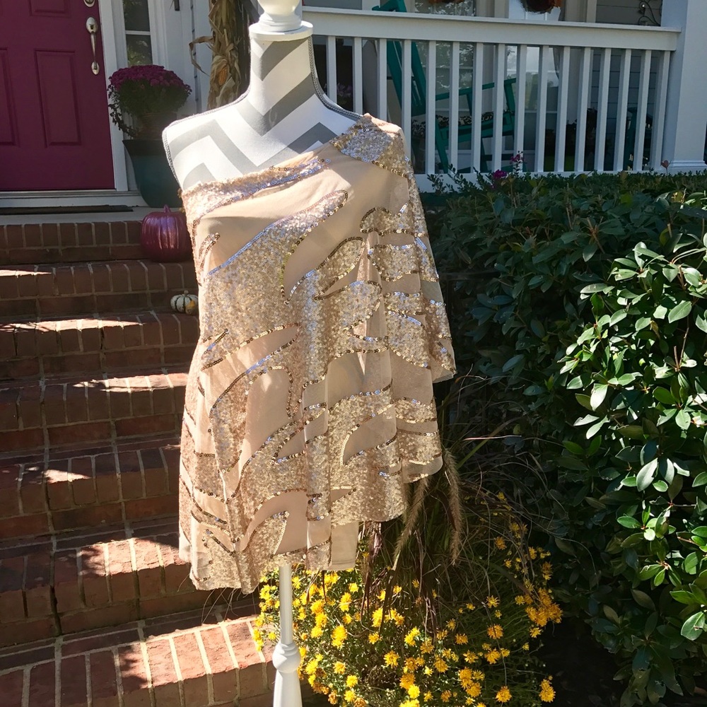 BEBE One Shoulder Sequined Dress