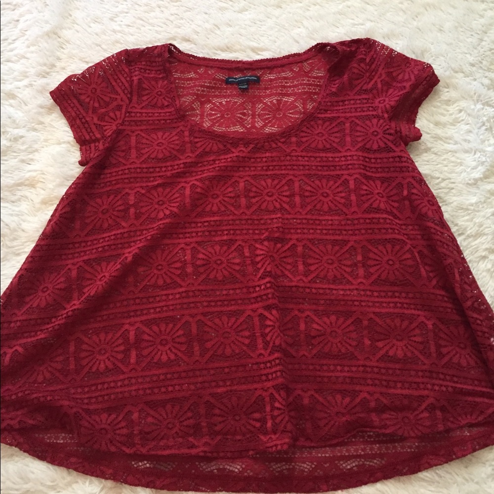 American eagle small Sheer lace top floral design