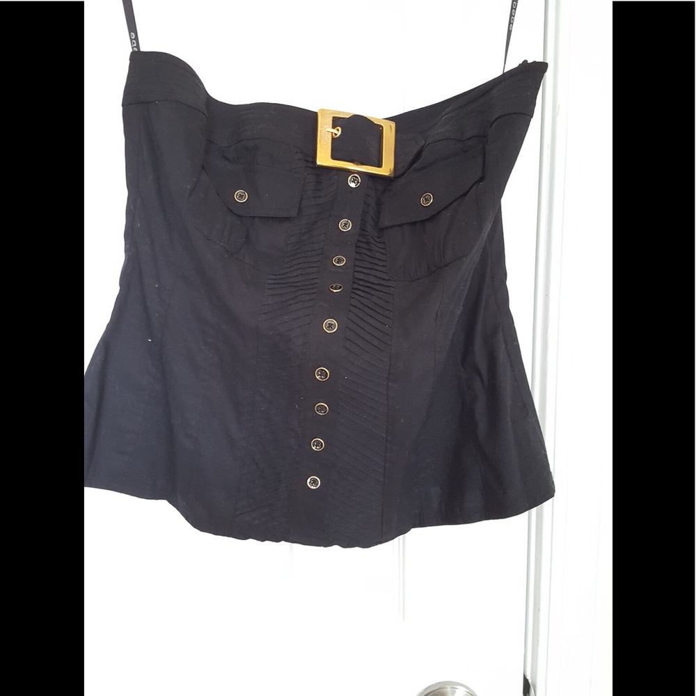 Belted black Bebe tube top