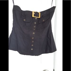 Belted black Bebe tube top