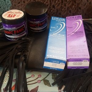 Hair dye bundle and black leather clutch