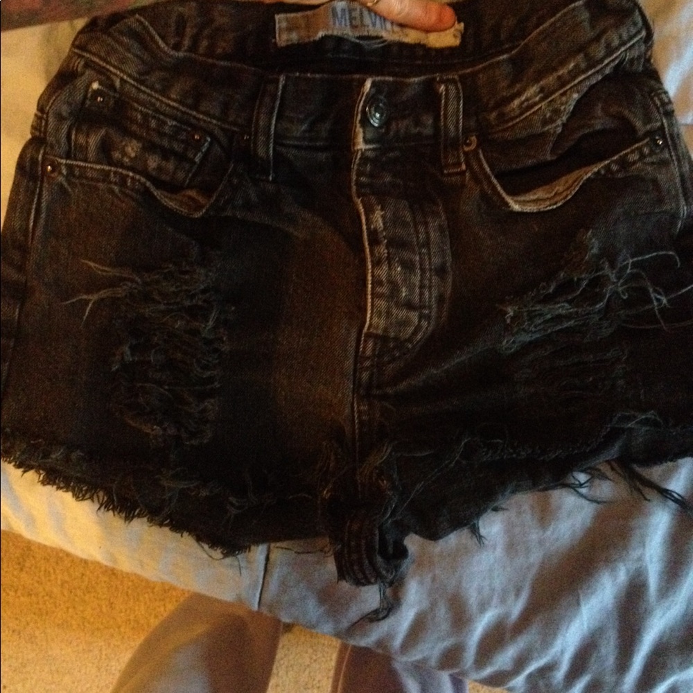 Brandy Melville black denim distressed shorts