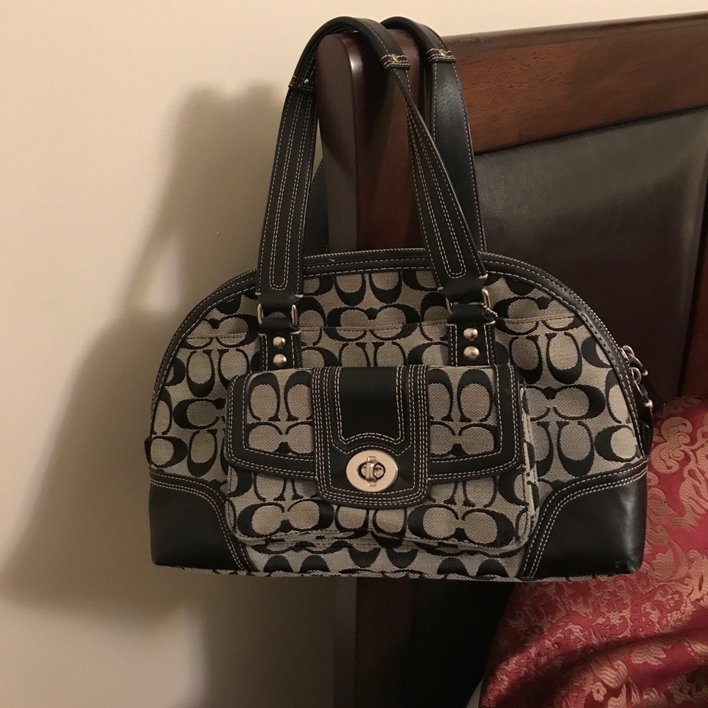 Coach black and grey satchel bag