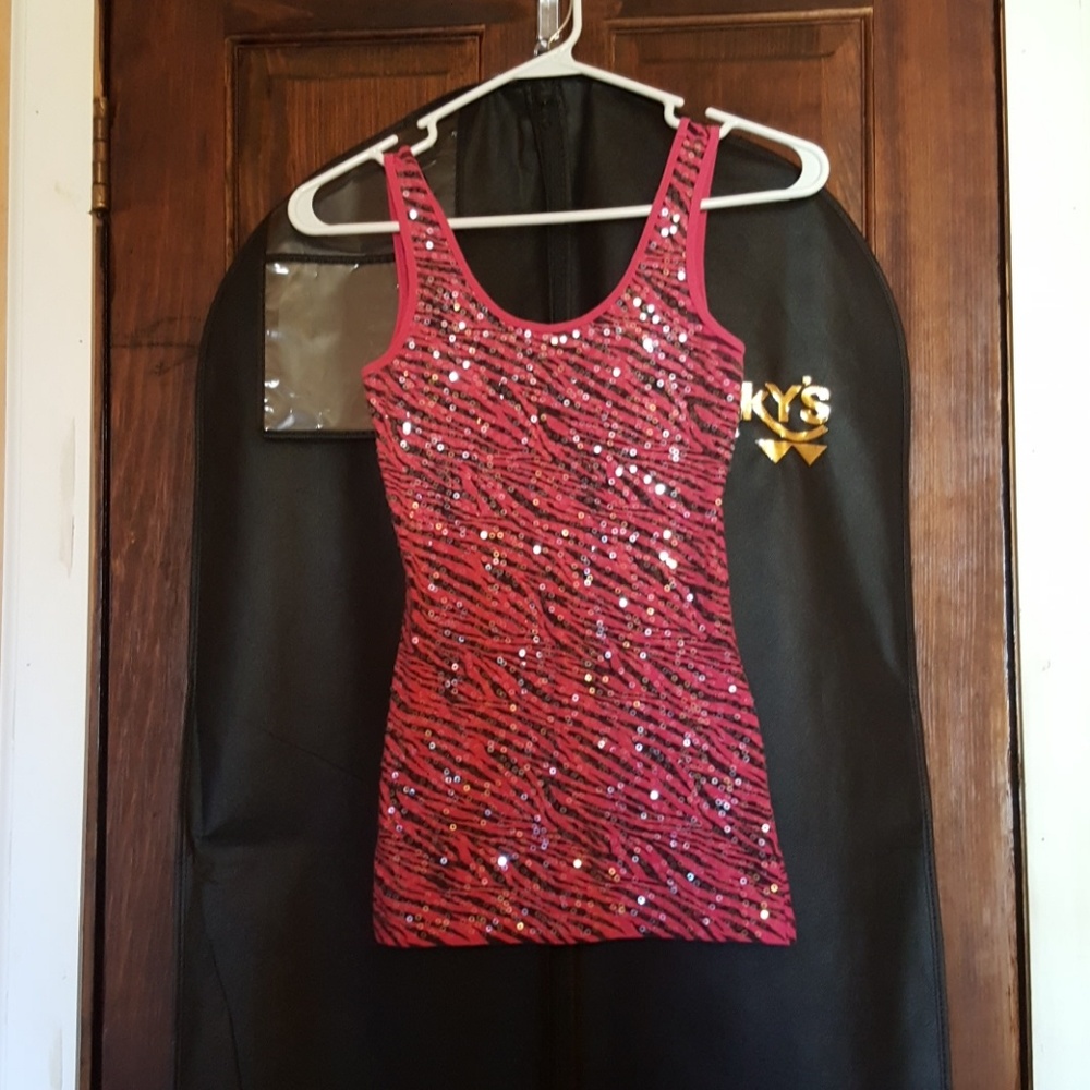 Sequin pink zebra print tank