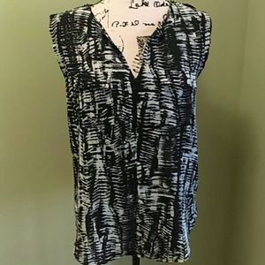 Black and White Sleeveless Blouse