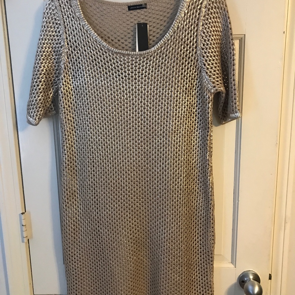 Josie Natori Crocheted Shift Dress with Slip