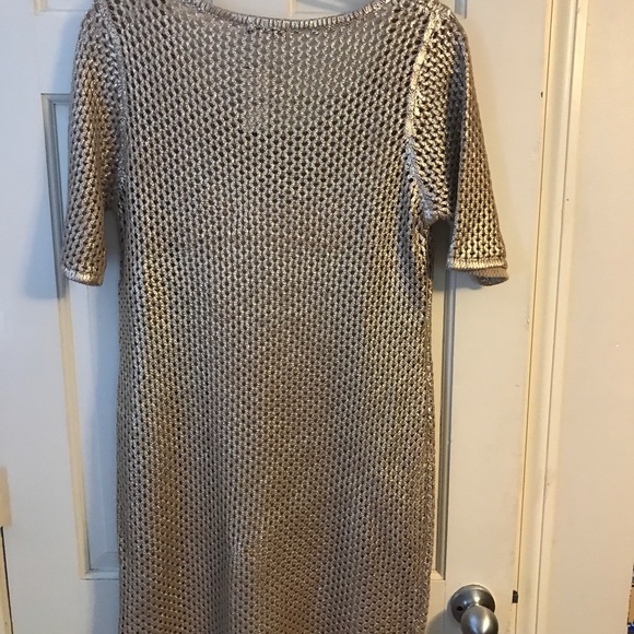 Josie Natori Crocheted Shift Dress with Slip - Picture 2 of 8
