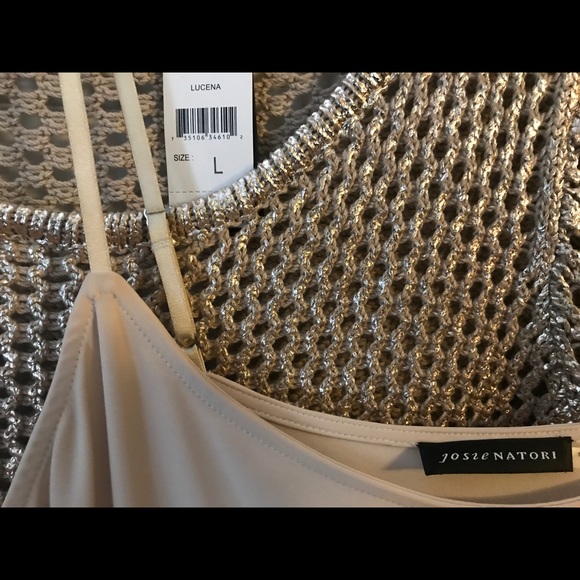 Josie Natori Crocheted Shift Dress with Slip - Picture 6 of 8