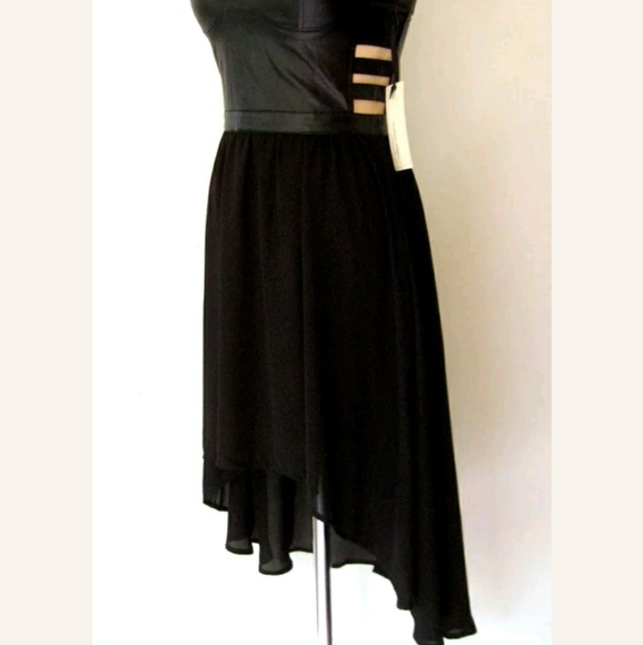 NWT Forever 21 Fetish Faux Leather Chiffon Dres - Picture 2 of 4