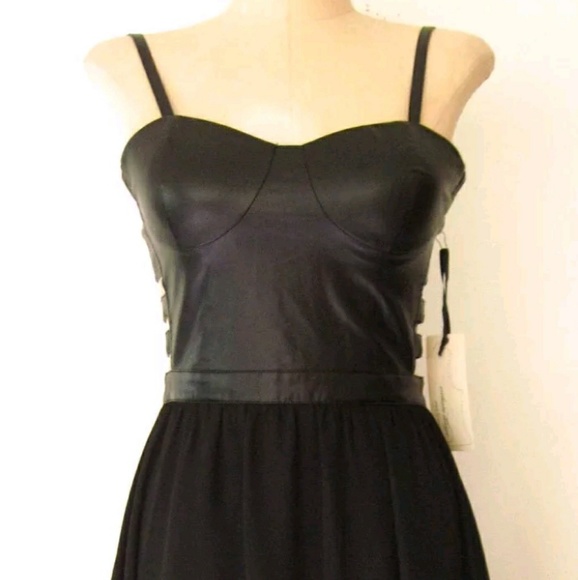 NWT Forever 21 Fetish Faux Leather Chiffon Dres - Picture 3 of 4
