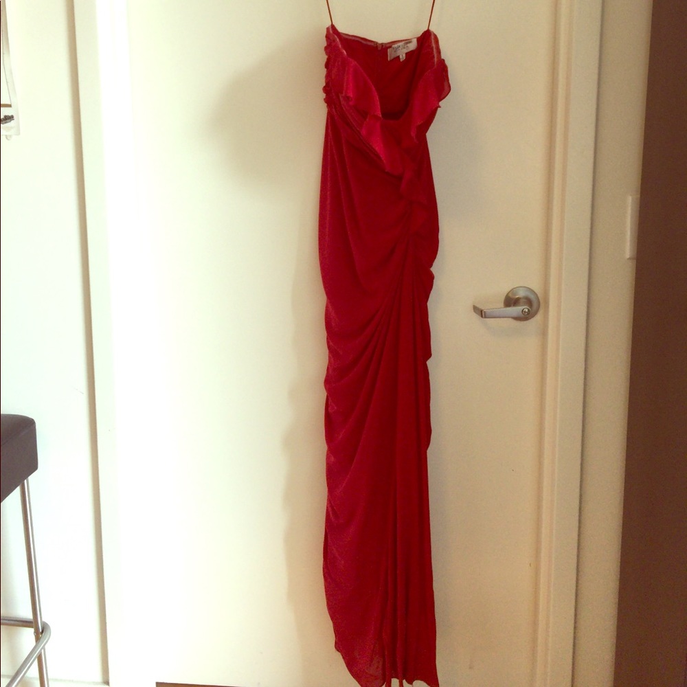 Badgley Mischka Strapless Gown Sweetheart Ruffle