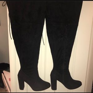 Black Wide Calf Thigh High Boots