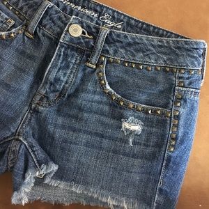 American Eagle Jean Shorts with Gold Studs size 0