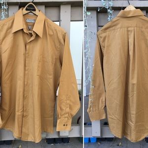 Men’s Gold Satin Striped Dress Shirt