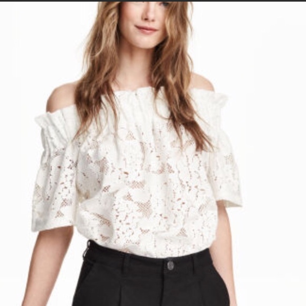 NWT H&M off the shoulder white lace blouse