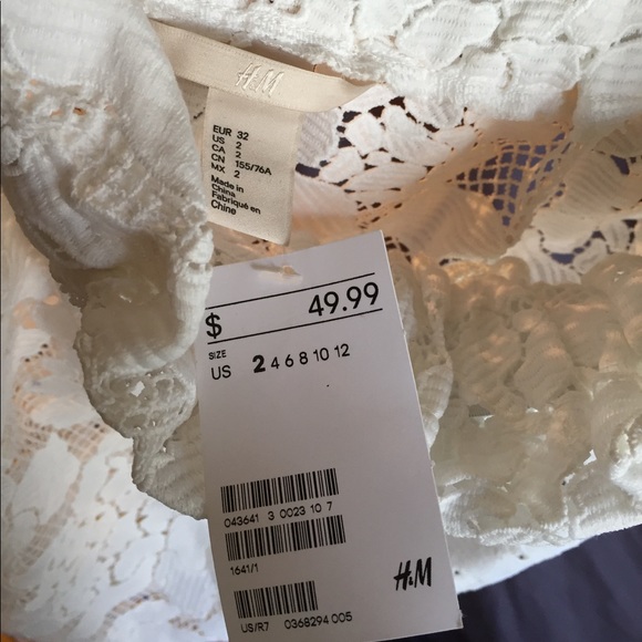 NWT H&M off the shoulder white lace blouse - Picture 3 of 8