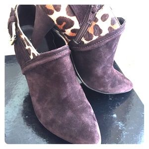 Leopard Brown Suede Ankle Boots