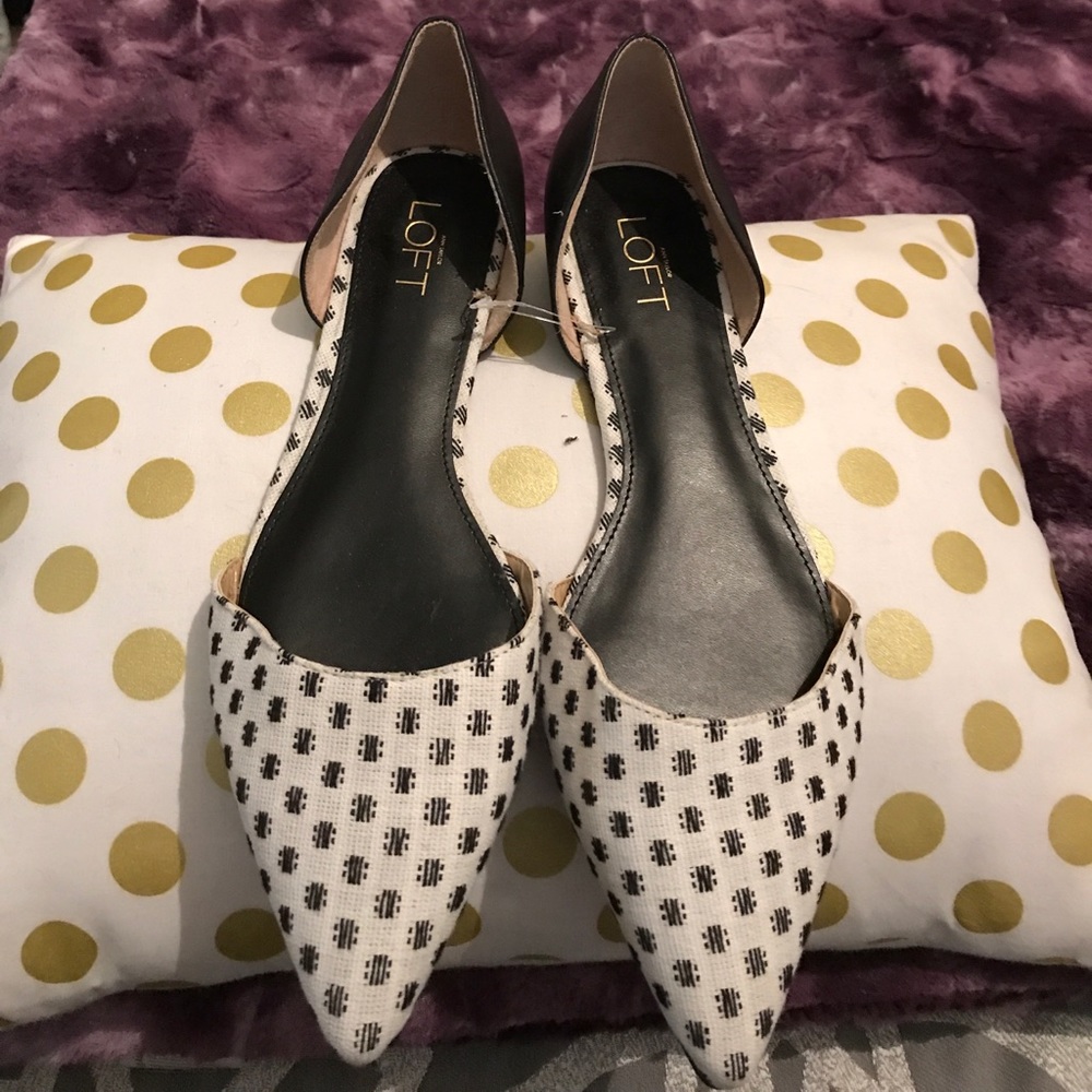 White and black flats size 9