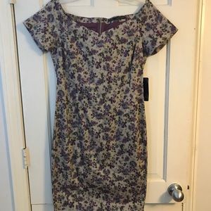 NWT Zara Dress Offset Shoulders. Purple Floral