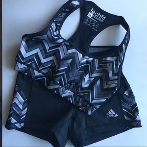 Adidas Chevron Bra Top & Shorts XS
