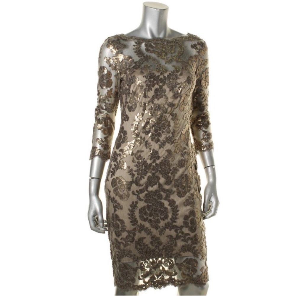 Tadashi Soshi Evening Dress GOLD sequence. Sz 6