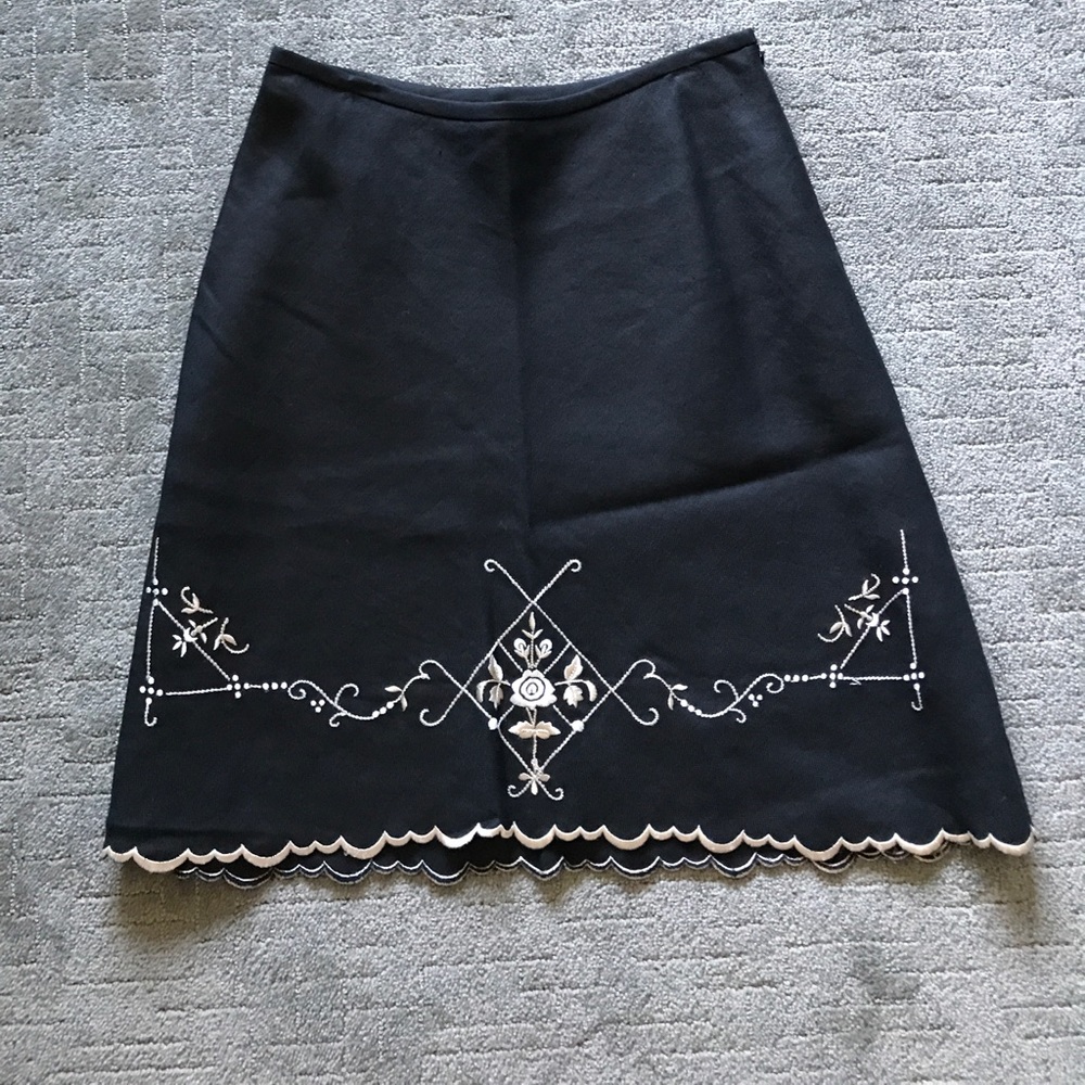 Loft black embroidered skirt