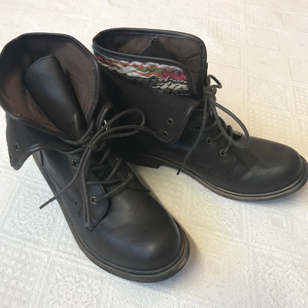 Dark brown fold down combat boots size 9