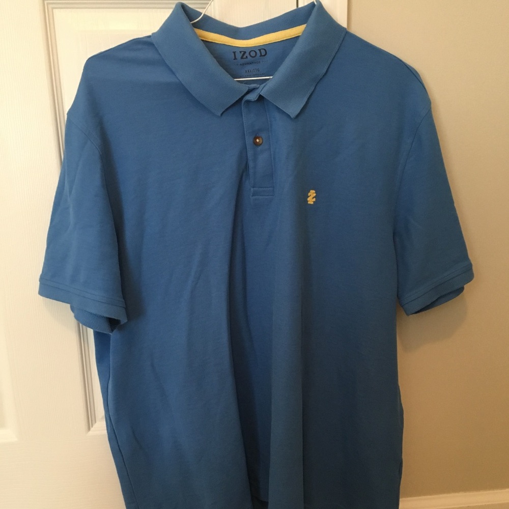 Men's blue shirt sleeve polo style shirt