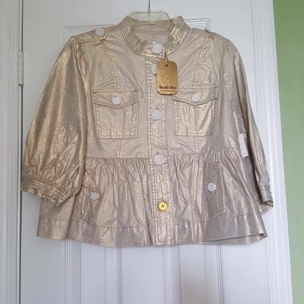 Brand new metallic gold peplum jacket
